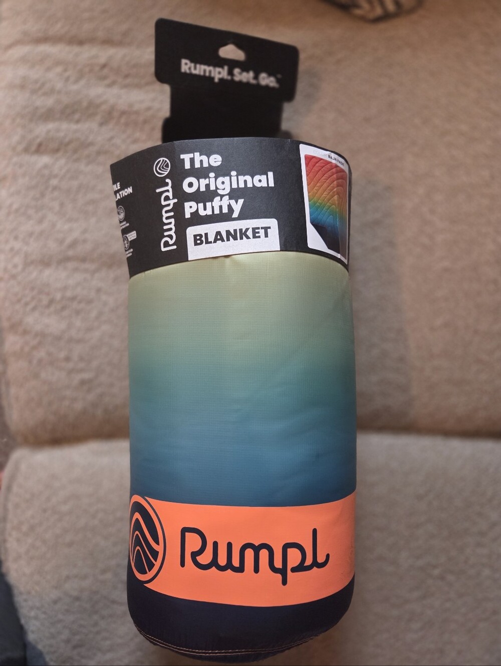 The Original Puffy Blanket Rumpl - Camping, Hiking, outdoor Baja Fade